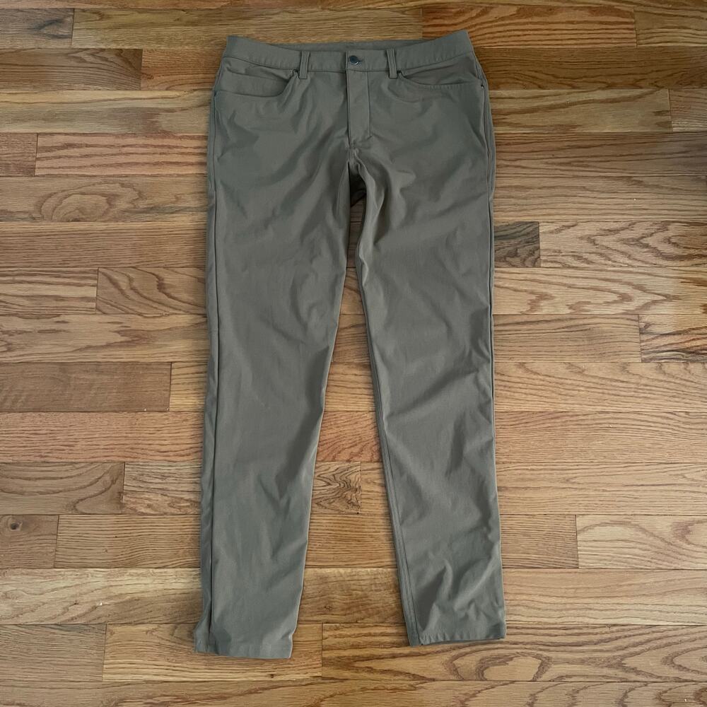 Lululemon ABC Slim-Fit 5 Pocket Mens Pants W34xL31.5 Warpstreme Artifact Brown - Picture 2 of 11